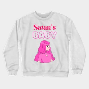 Satan's baby pastel pink background Crewneck Sweatshirt